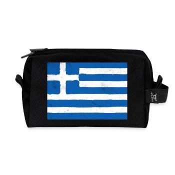 Flagge Griechenlands – Blaue Identität - Recycelte Kulturtasche - Schwarz - Vorne