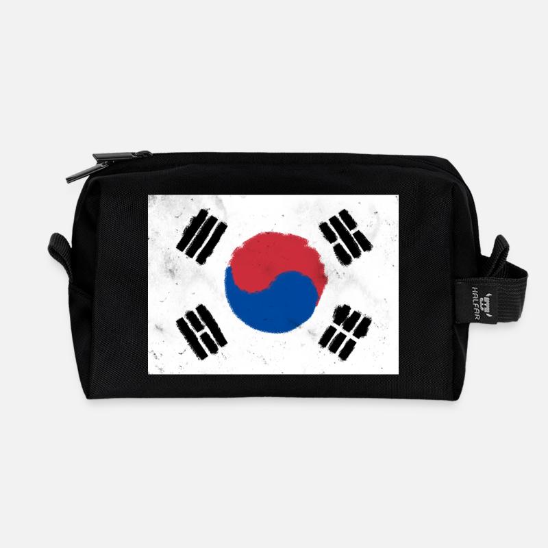 Drapeau de la Corée du Sud - Trousse de toilette en tissu recyclé - noir