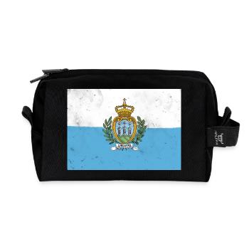 Drapeau de Saint-Marin - Trousse de toilette en tissu recyclé - noir - Devant