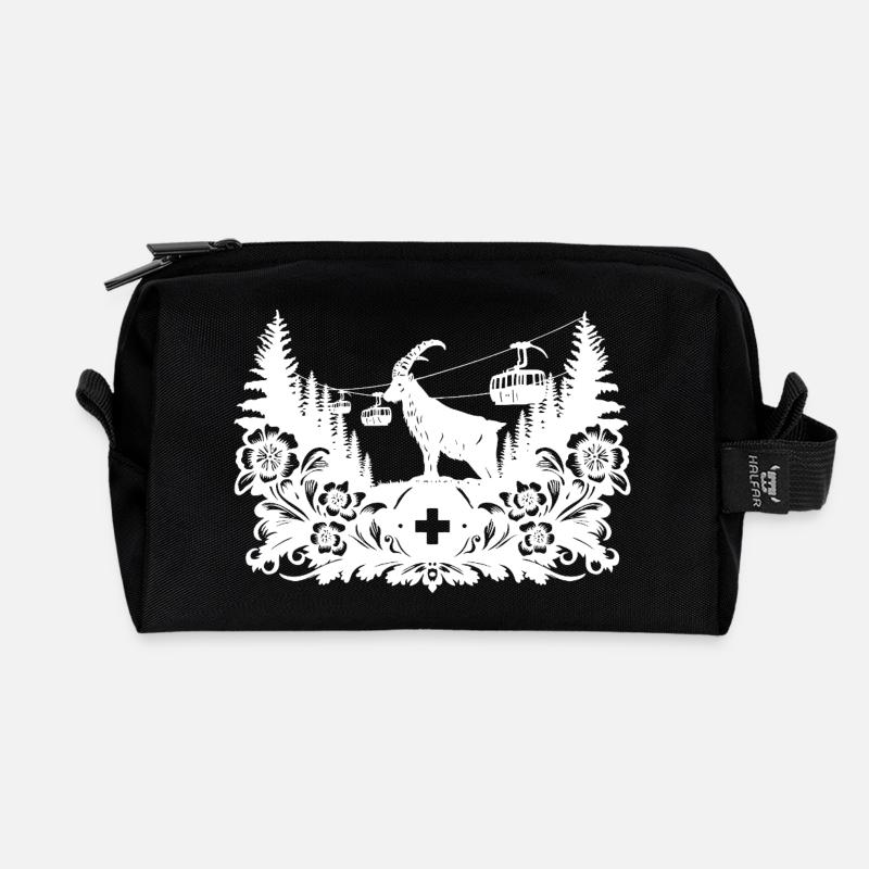 Steinbock_1_white_ - Recycelte Kulturtasche - Schwarz