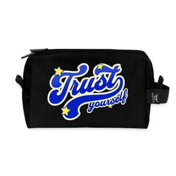 Self-Confidence Starry Script - Recycled Toiletry Zip Bag - black - Front