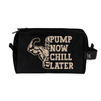 Powerlifting Bodybuilder Pump Now Chill Later Gym - Recycelte Kulturtasche - Schwarz - Vorne