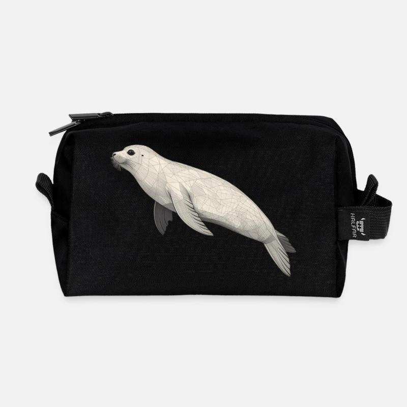 Geometrisches Siegel - Recycelte Kulturtasche - Schwarz