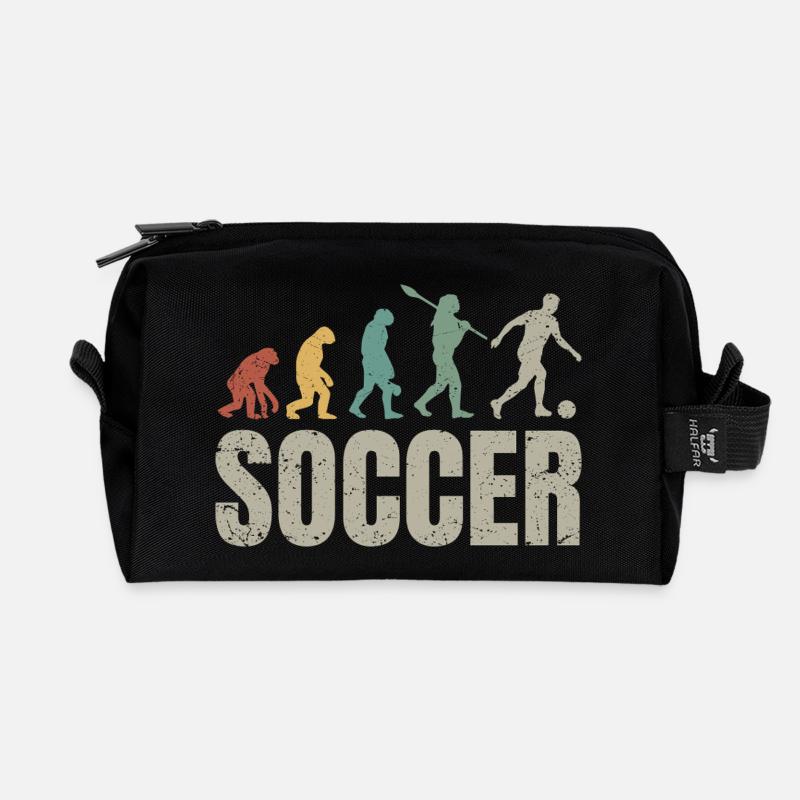 Football Evolution | Soccer Evolution - Recycled Toiletry Zip Bag - black