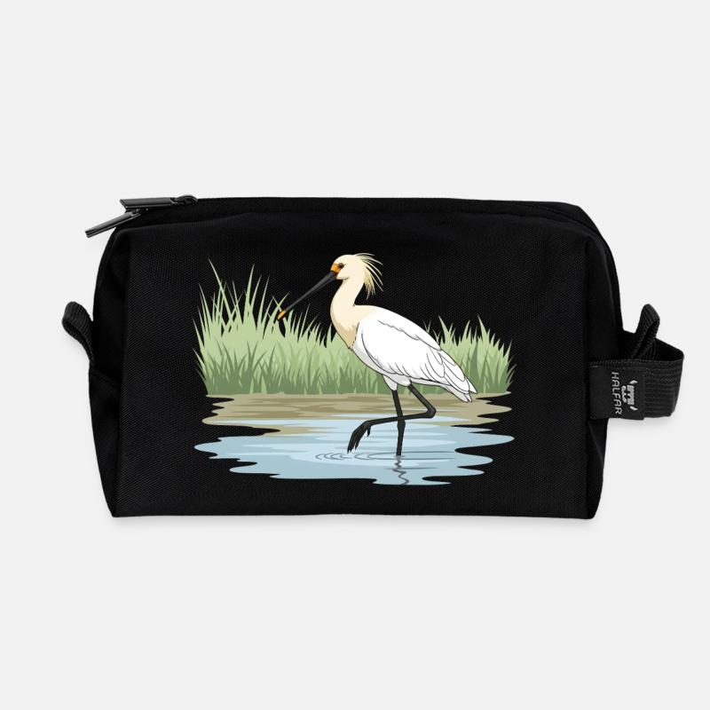 Löffler Loeffler Platalea leucorodia - Recycelte Kulturtasche - Schwarz