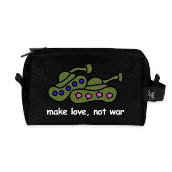 Make Love, Not War | Peace, Cartoon - Recycled Toiletry Zip Bag - black - Front