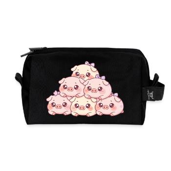 Pyramide de cochons câlins - Trousse de toilette en tissu recyclé - noir - Devant