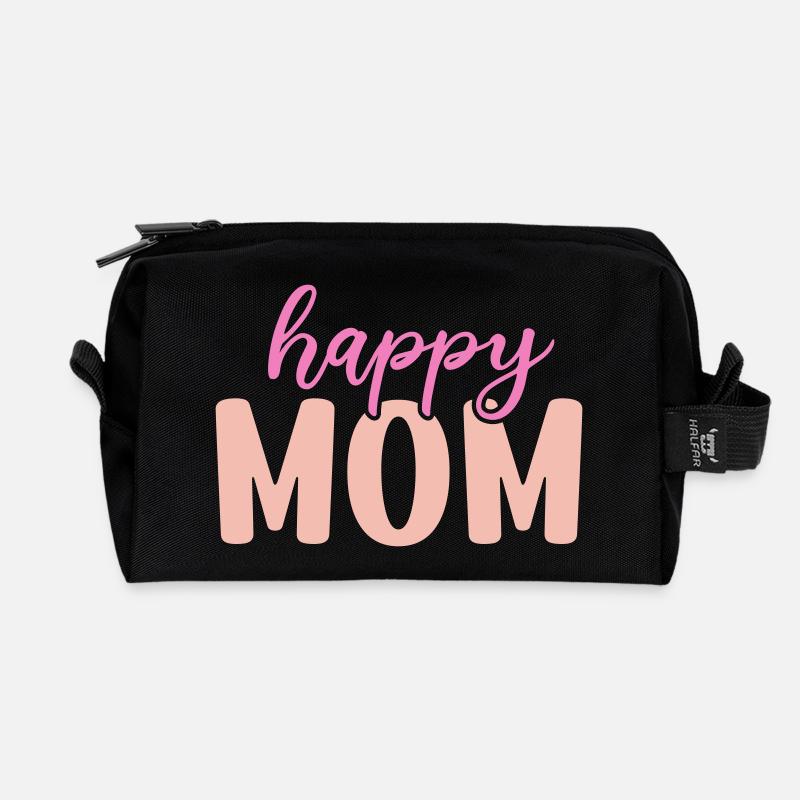 Glückliche Mama - Recycelte Kulturtasche - Schwarz