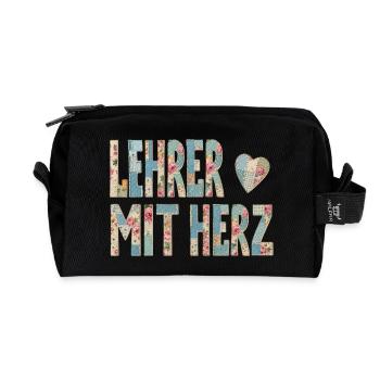 Teacher with heart! - Recycled Toiletry Zip Bag - black - Front