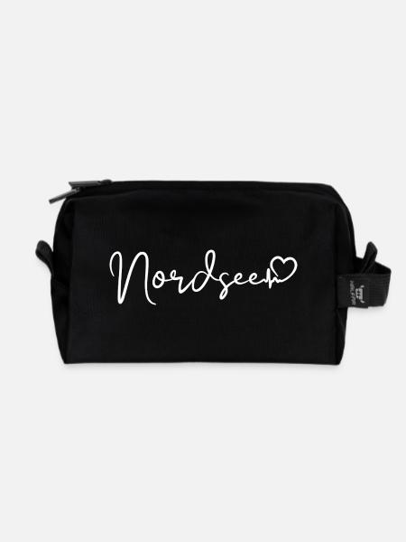 Nordsee Herzschlag - Recycelte Kulturtasche - Schwarz