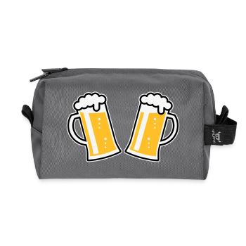 2 German Beer Mugs To Toast (Cheers / 3C) - Recycled Toiletry Zip Bag - anthracite - Front