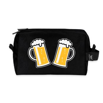 2 Maßkrüge Prosten (Bier / Bierseidel / 3C) - Recycelte Kulturtasche - Schwarz - Vorne