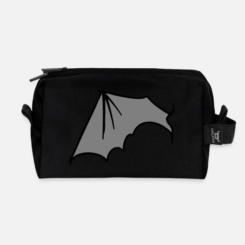 batwing_left_grey - Recycled Toiletry Zip Bag - black