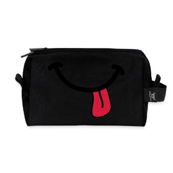 SMILEY - Recycled Toiletry Zip Bag - black - Front
