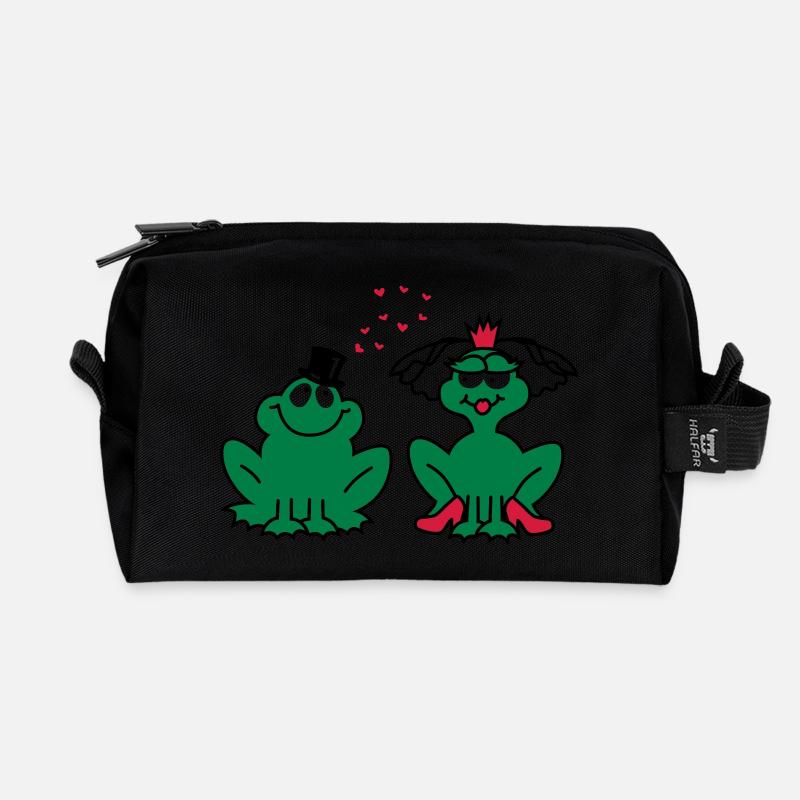 Hochzeit - JGA - Braut - Paar - Froschpärchen - 3C - Recycelte Kulturtasche - Schwarz