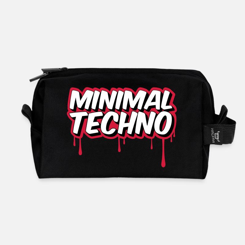 MINIMAL TECHNO - Recycelte Kulturtasche - Schwarz