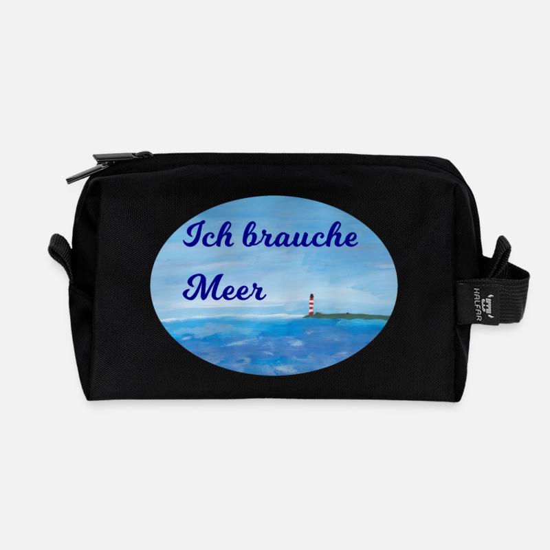 Meer Spruch - Recycelte Kulturtasche - Schwarz