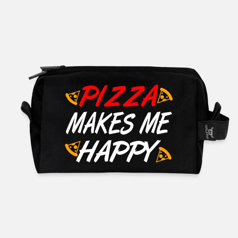 Pizza - Recycelte Kulturtasche - Schwarz
