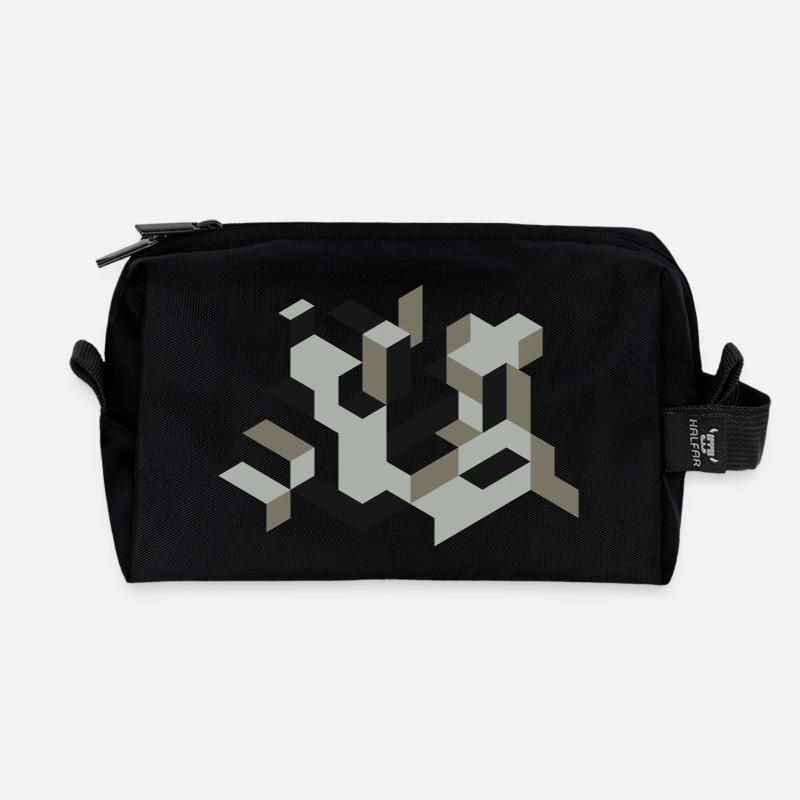 perspektive bau würfel selbst färben labyrinth 3D - Recycelte Kulturtasche - Schwarz