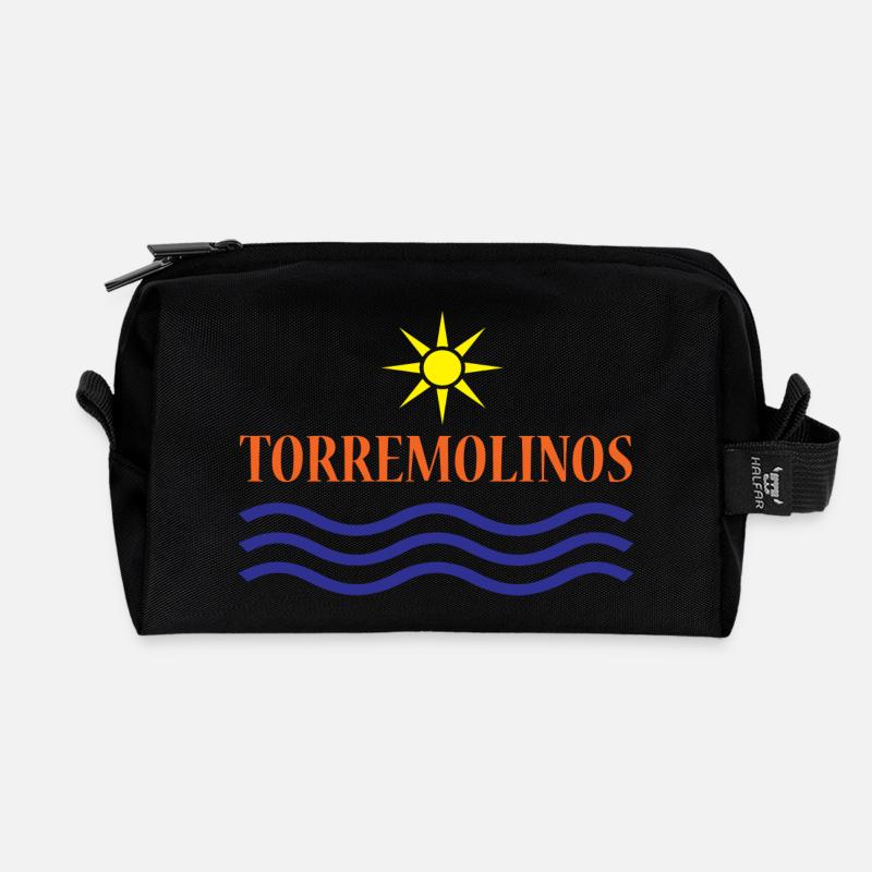 TORREMOLINOS-Eau du Soleil+Texte - Trousse de toilette en tissu recyclé - noir