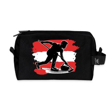 Austria Flag Curling - Recycled Toiletry Zip Bag - black - Front