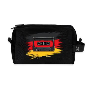 80s Mixtape Cassette Look - Recycled Toiletry Zip Bag - black - Front