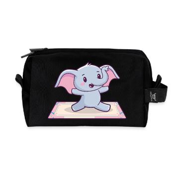 Cute Yoga Elephant - Recycled Toiletry Zip Bag - black - Front