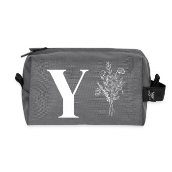 Minimalistische Blumen - Recycelte Kulturtasche - Anthrazit - Vorne