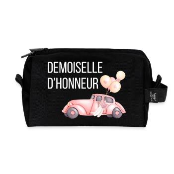 Brautjungfer - Autohochzeit - Recycelte Kulturtasche - Schwarz - Vorne