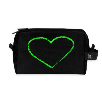 Herz grün Geschenkidee hellgrün - Recycelte Kulturtasche - Schwarz - Vorne