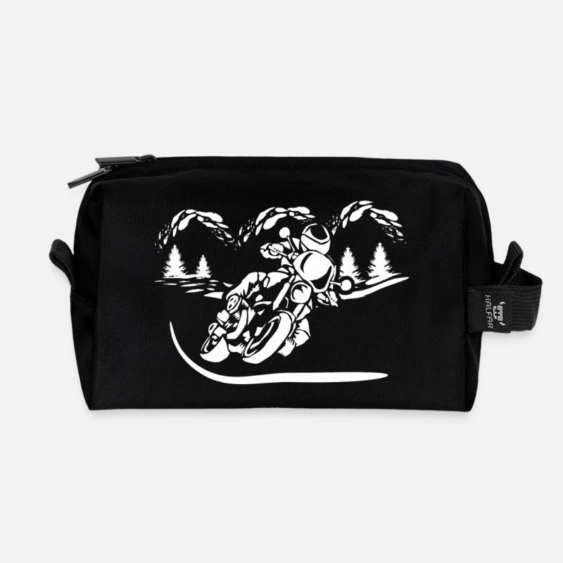 Motorrad Waldsilhouette - Recycelte Kulturtasche - Schwarz