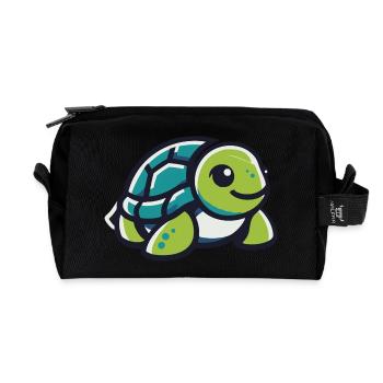 Green land turtle - Recycled Toiletry Zip Bag - black - Front