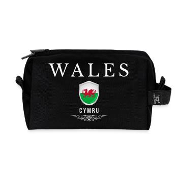 Wales, elegantes, minimalistisches Design - Recycelte Kulturtasche - Schwarz - Vorne