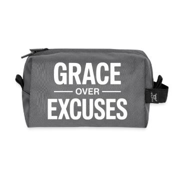 Christian Grace Over Excuses Faith Motivation - Recycled Toiletry Zip Bag - anthracite - Front