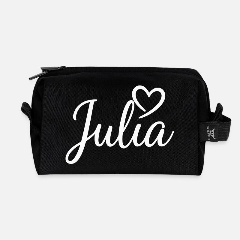 Julia Namensschrift mit Herz - Recycelte Kulturtasche - Schwarz