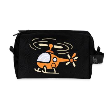 Lustiger Cartoon Helikopter im Comic Stil - Recycelte Kulturtasche - Schwarz - Vorne
