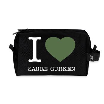 I love Saure Gurken - Recycelte Kulturtasche - Schwarz - Vorne