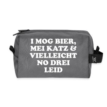 J’aime la bière, mon chat et peut-être pas de trois chagrins - Trousse de toilette en tissu recyclé - anthracite - Devant