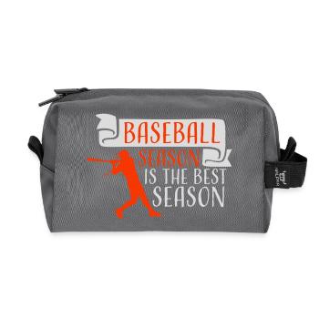 La saison de baseball est la meilleure saison des sports de fans - Trousse de toilette en tissu recyclé - anthracite - Devant