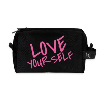 Love Your Self – Pink Selflove Statement - Recycled Toiletry Zip Bag - black - Front