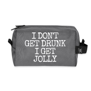 I don't get drunk, I get merry and - Recycled Toiletry Zip Bag - anthracite - Front