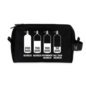 Humor, Tauchen, Glückslevel in Bars - Recycelte Kulturtasche - Schwarz - Vorne