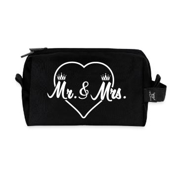Mr & Mrs Herz - Recycelte Kulturtasche - Schwarz - Vorne