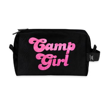 Camp Girl Camping Fell pink Girl Power Van Life - Recycled Toiletry Zip Bag - black - Front