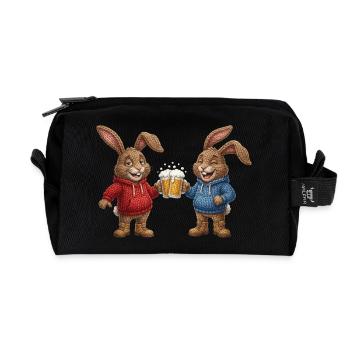 Fête de lapins de bière de Pâques Festons Santé Pâques - Trousse de toilette en tissu recyclé - noir - Devant