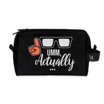 To Actually Funny Nerd Smartass Saying Logo - Recycled Toiletry Zip Bag - black - Front