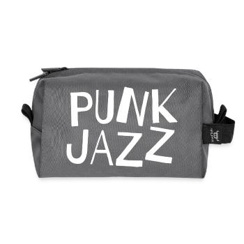Logo typographique punk jazz Glyphes - Trousse de toilette en tissu recyclé - anthracite - Devant