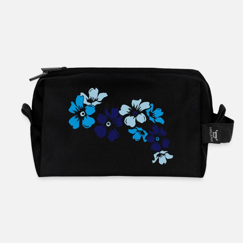 flowers - Recycled Toiletry Zip Bag - black