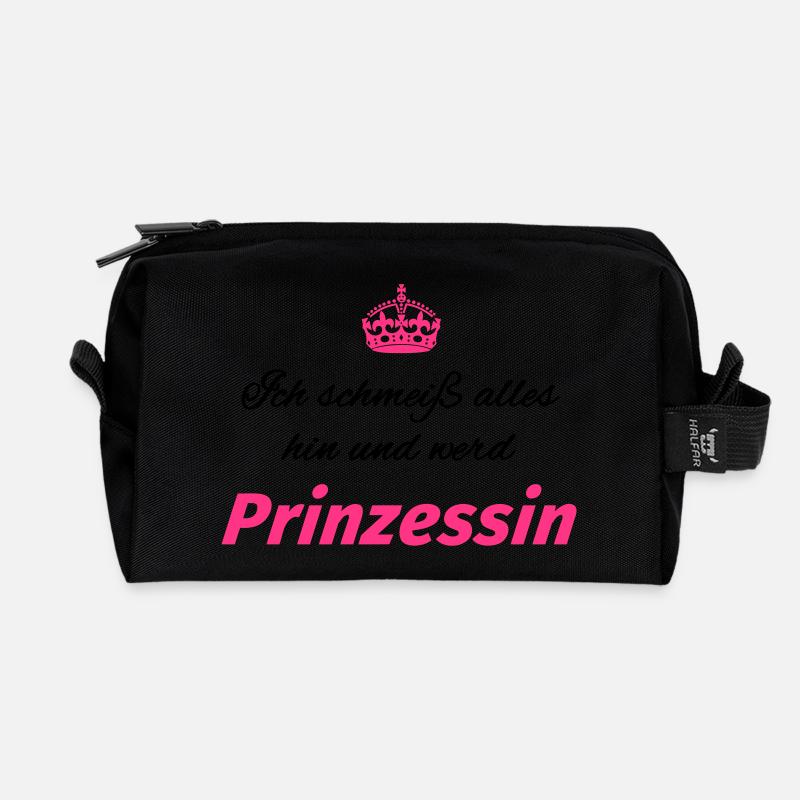 Ich schmeiß alles hin und werd Prinzessin - Recycelte Kulturtasche - Schwarz