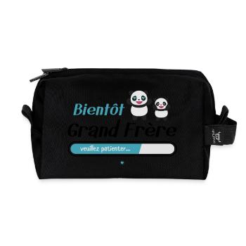Bientôt grand frère - Trousse de toilette en tissu recyclé - noir - Devant